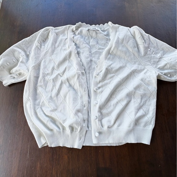Grace Karin White Fitted Button Down Shirt cropped cardigan - Picture 6 of 7